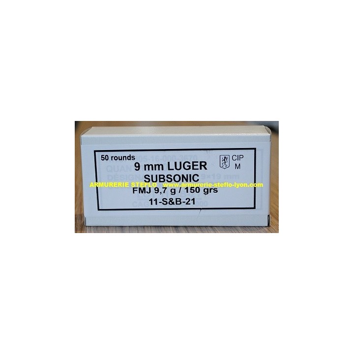 Sellier & Bellot 9x19H Subsonique FMJ - 150grs