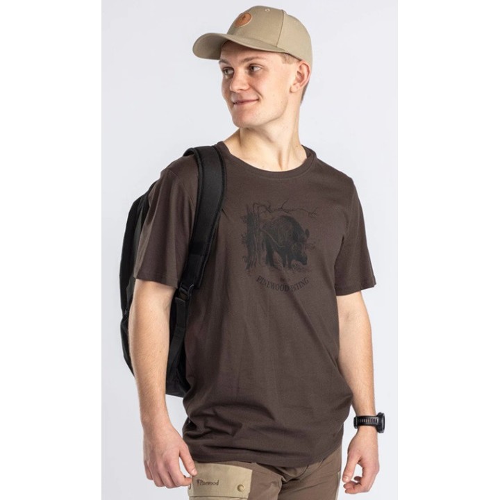 Tee-Shirt marron motif Sanglier PINEWOOD