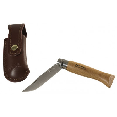 Opinel Tradition lame inox n°8 + étui en cuir