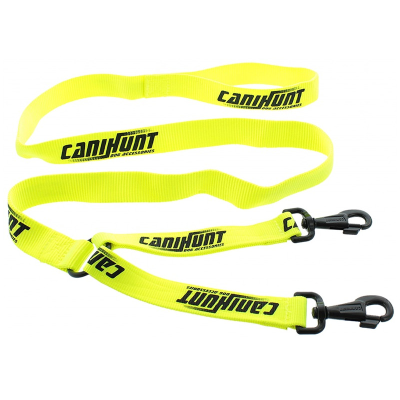 Laisse double nylon jaune  1,5m - Hunter - Canihunt