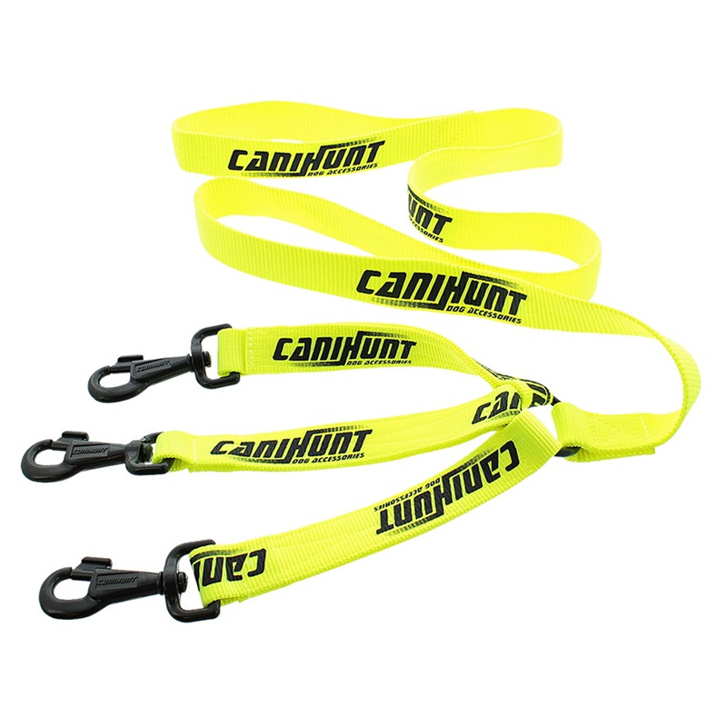 Laisse triple nylon jaune  1,5m - Hunter - Canihunt