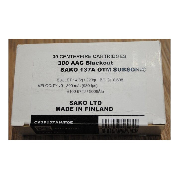 Sako 300 AAC Blackout 137A OTM subsonic 220 grs - 7.62x35 (x30)