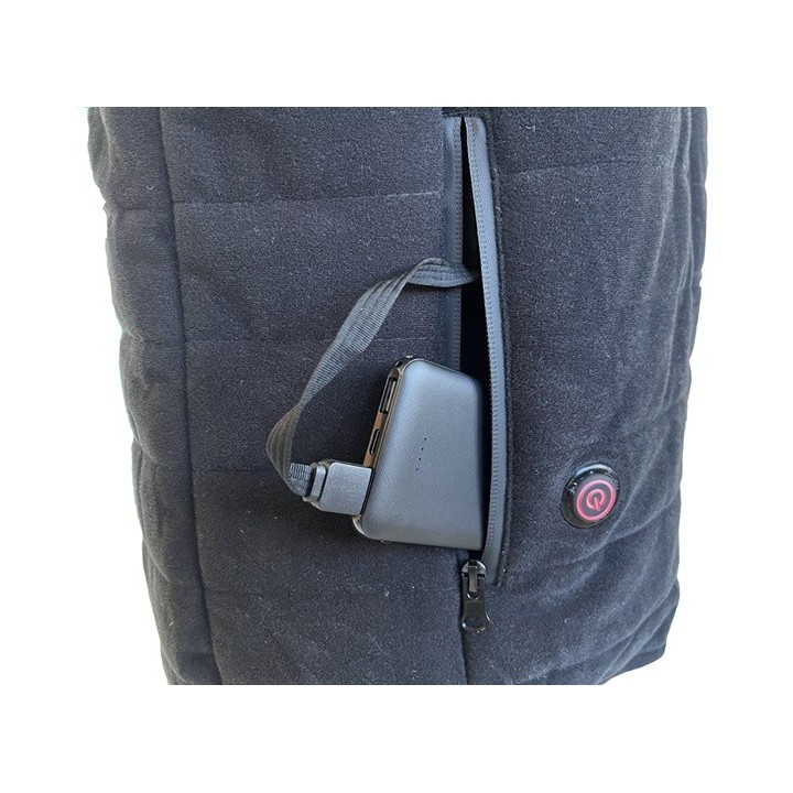 Gilet chauffant noir + batterie 5 000mah PISTEURS  Tailles : du S au 5XL.