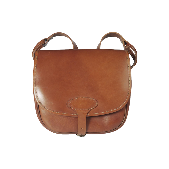 Sac à cartouche  - Cuir couleur Cognac + poche avant -  24X22cm