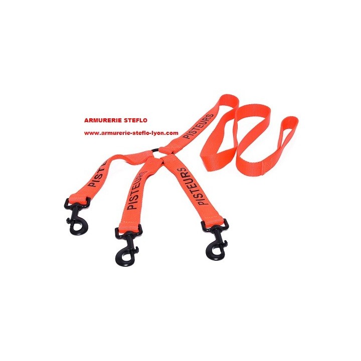 Laisse triple nylon orange 1,20m