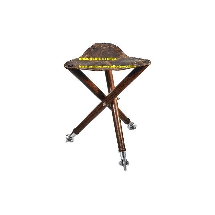 Trépied bois/cuir/métal assise 38cm