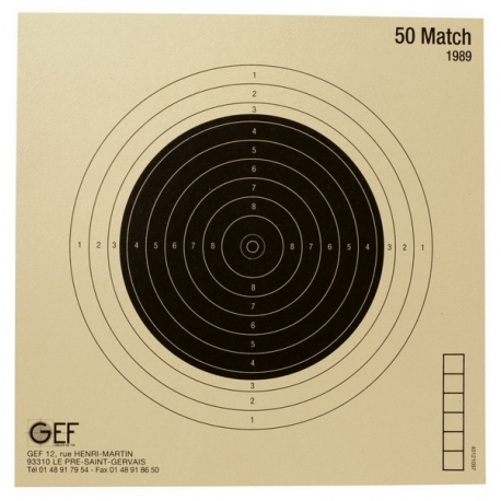 Cible fusil carabine 50 m, à 10 points FST, avec coin noir (cible